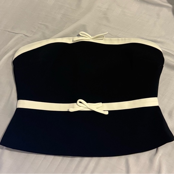 Meshki Tops - Meshki Black Strapless Top with White Trim